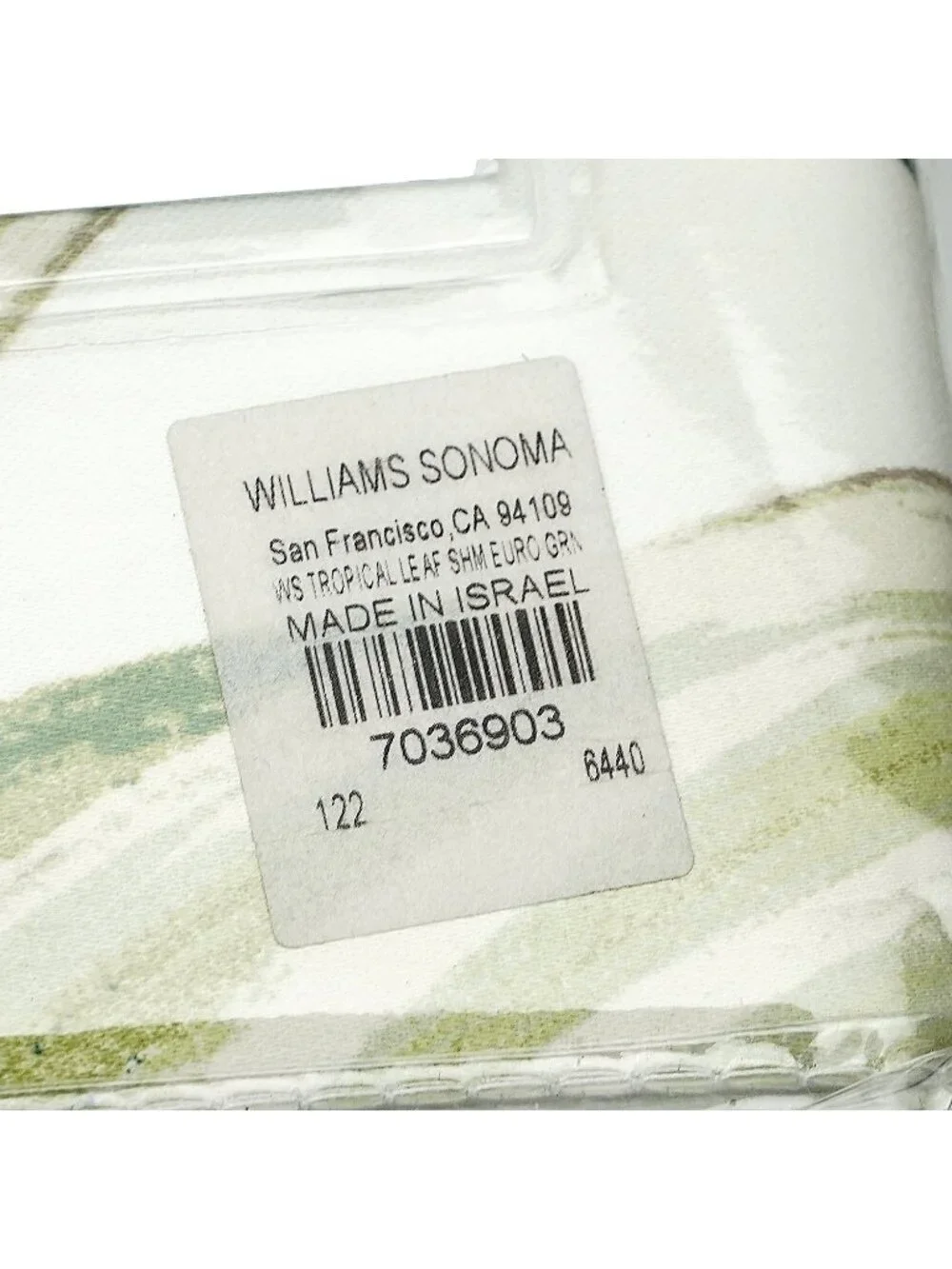 WILLIAMS SONOMA Euro Sham Tropical Leaf 100% Cotton Sateen Pillow Cover NWT